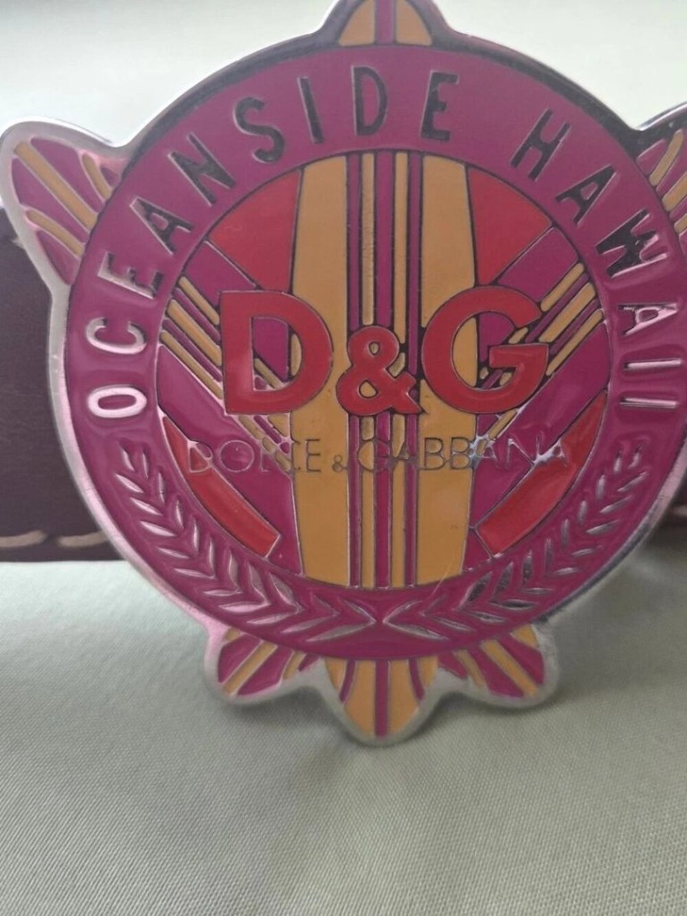 Oceanside Hawaii Vintage D&G Dolce Gabbana Enamel Buckle Belt 90s Brown